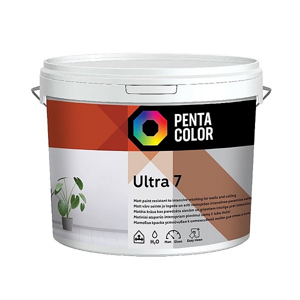 Dispersijas krāsa Pentacolor Ultra 7. balta. 5 l