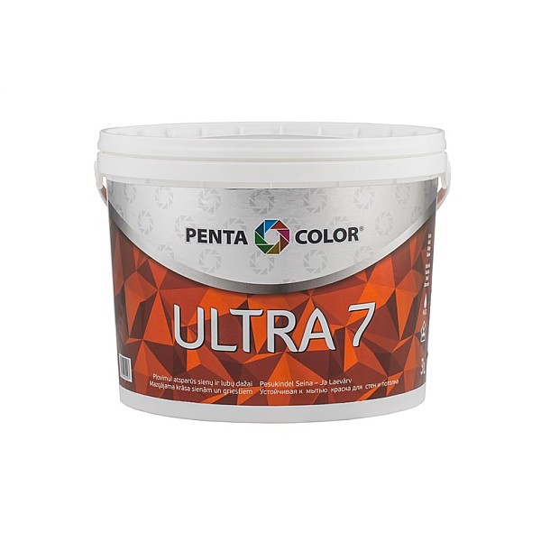 Dispersijas krāsa Pentacolor Ultra 7. balta. 3 l