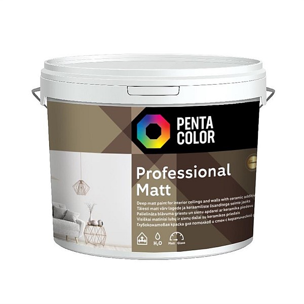 Dispersijas krāsa Pentacolor Professional Matt. balta. 5 l