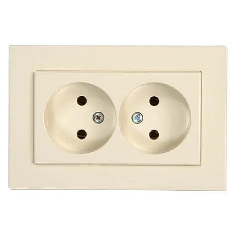 Dvivietis kištukinis lizdas VILMA XP500. dr. kaulo spalvos Dvivietis kištukinis lizdas VILMA XP500. dr. kaulo spalvos