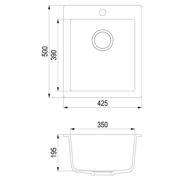 SINK SQUARE SQS 100-601 W BLACK