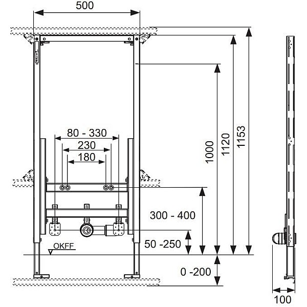 UNIVERSAL BIDET FRAME TECE 9330000 PRO