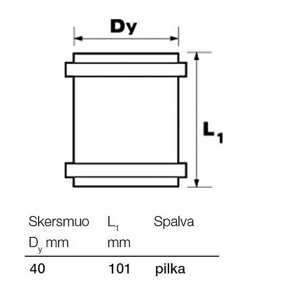 Vidaus kanalizacijos remontinė mova Wavin. Ø 40 mm