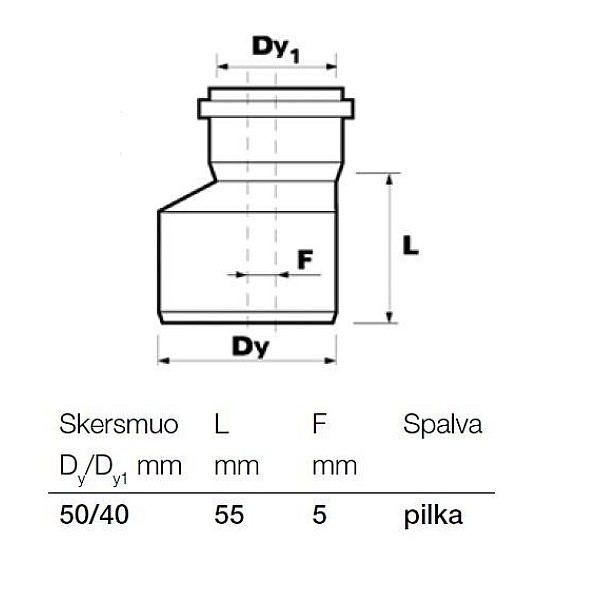 INTER-TEE DIAMETER – 50/40