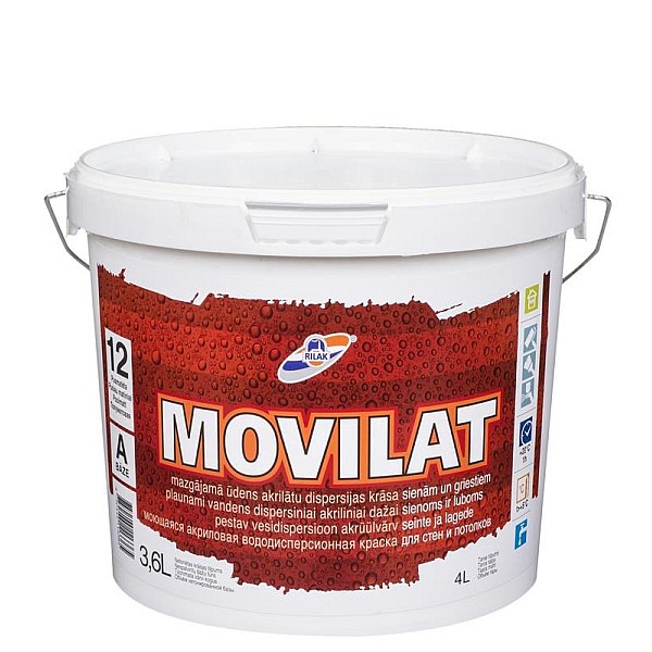 Dispersiniai dažai Rilak Movilat 12. balta. 3.6 l