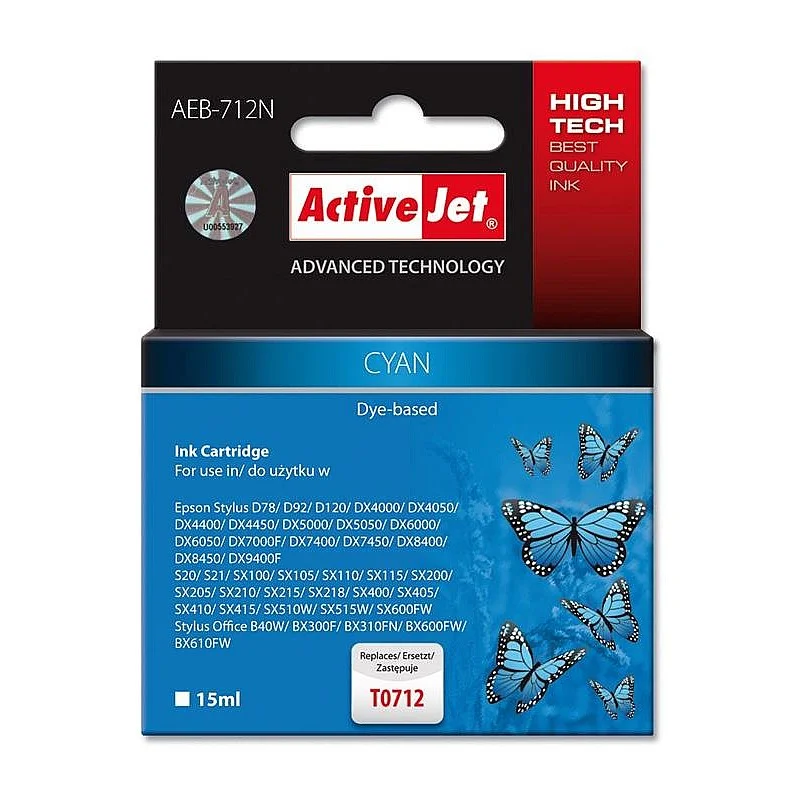 TINTE EPSON ActiveJet AEB-712N 15ml Cyan TINTE EPSON ActiveJet AEB-712N 15ml Cyan