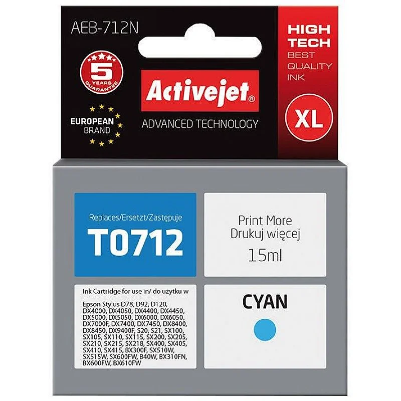 TINTE EPSON ActiveJet AEB-712N 15ml Cyan TINTE EPSON ActiveJet AEB-712N 15ml Cyan
