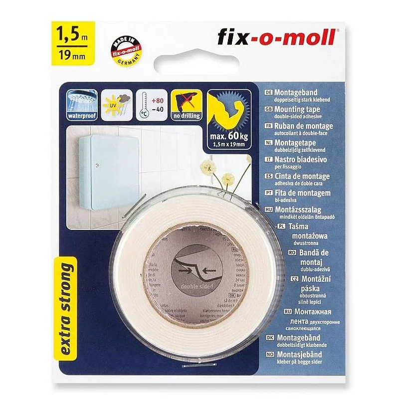 Divpusējā līmlente Fix-O-Moll. 1.5 m x 19 mm Divpusējā līmlente Fix-O-Moll. 1.5 m x 19 mm