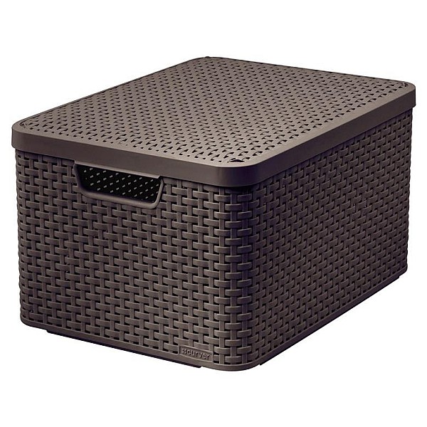 STORAGE BOX CURVER RATTAN  L WITH LID