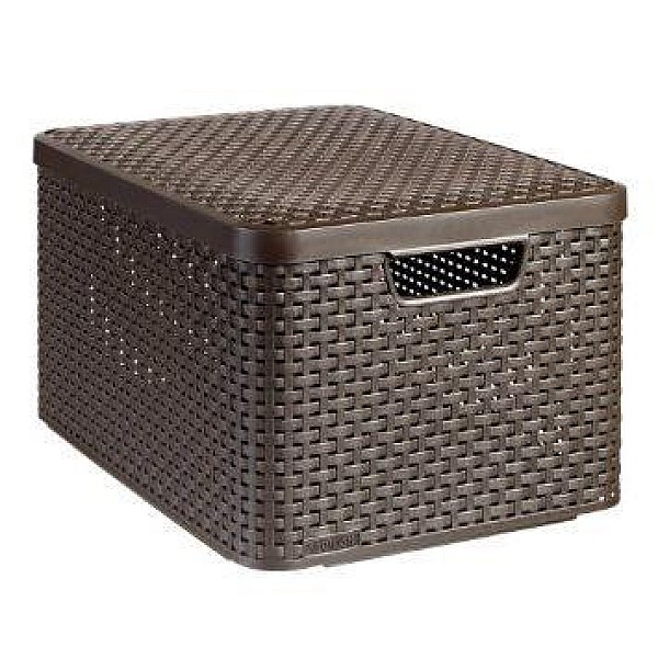 STORAGE BOX CURVER RATTAN  L WITH LID