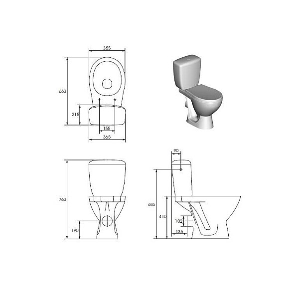 WC SEAT KASKADA K010 3/6L COVER PP