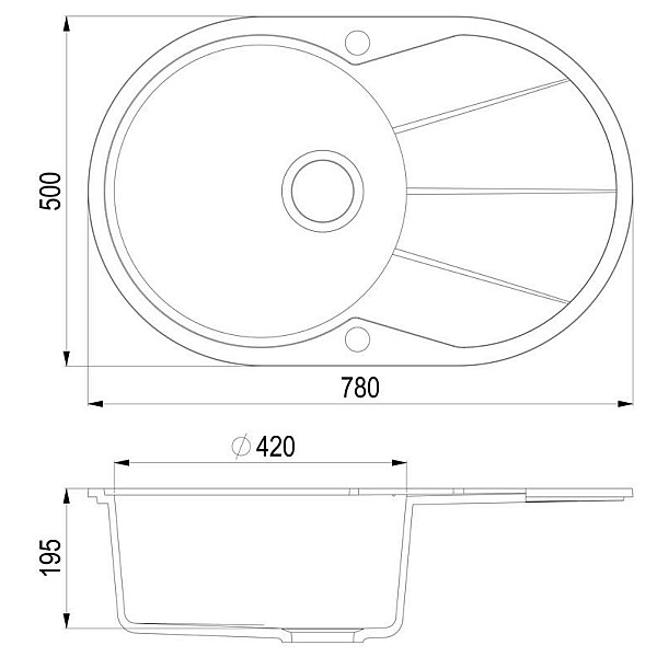 SINK OVAL SR 101-601AW BLACK