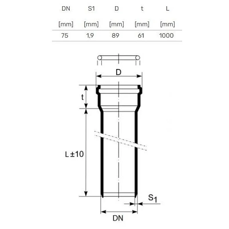 HT-PP SOCKET PIPE 75. 1M BAL