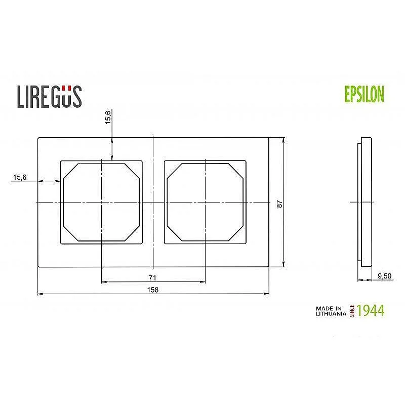 Dvivietis rėmelis LIREGUS EPSILON. juodas matinis stiklas Dvivietis rėmelis LIREGUS EPSILON. juodas matinis stiklas