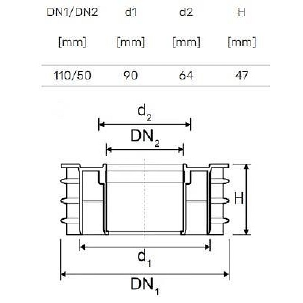 REDUCER INTERNAL SHORT D110/50 PP