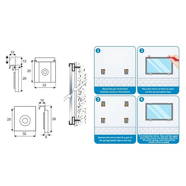 MIRROR HOLDERS 22.05.100 4 PCS.