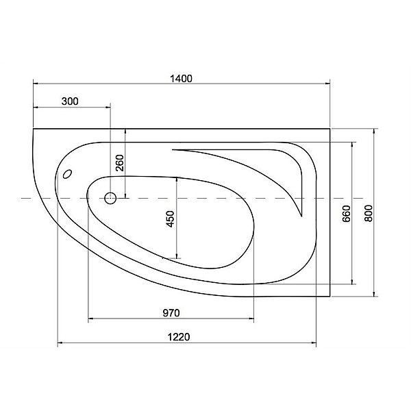 BATHTUB CORNEA 140 CM