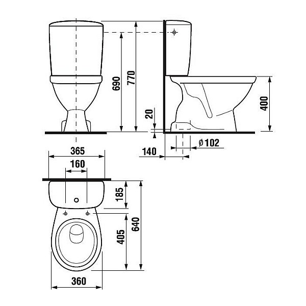 Unitazas su dangčiu JIKA NORMA H8602710007871. 360×640 mm