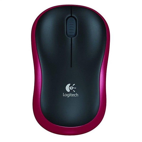 Belaidė kompiuterio pelė LOGITECH M185. juoda. raudona