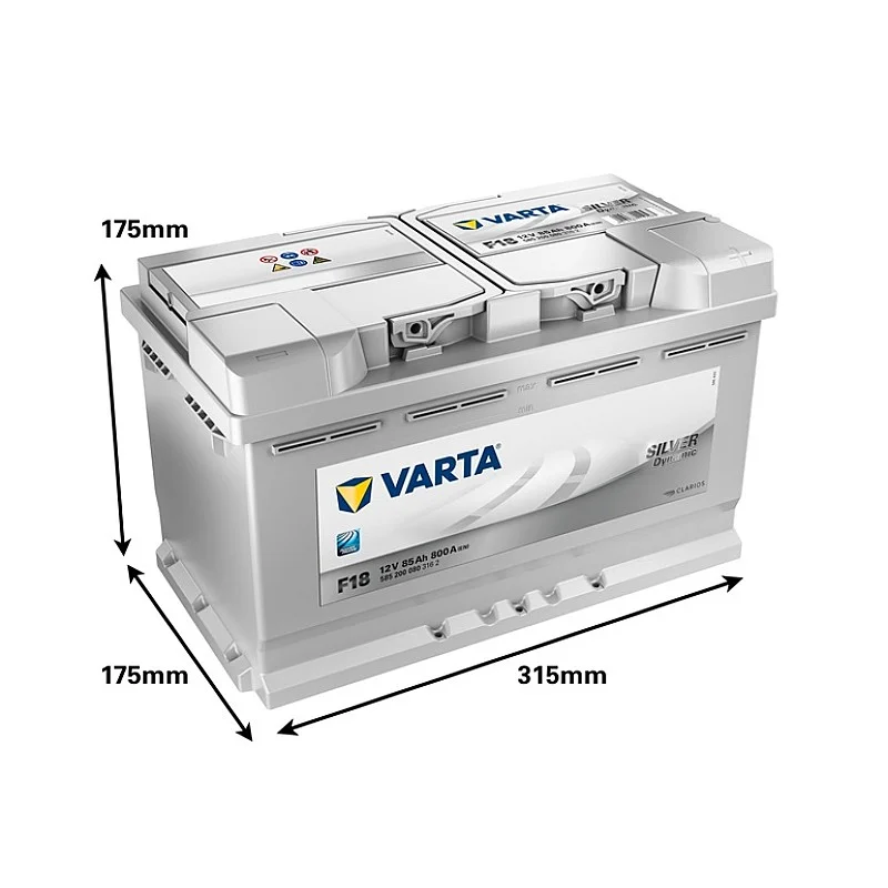AKUMULATORS 585200080 F18 85AH/800A (VARTA) AKUMULATORS 585200080 F18 85AH/800A (VARTA)