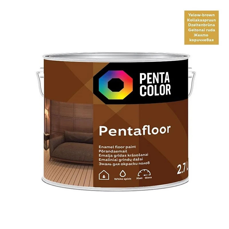 Grindų dažai Pentacolor Pentafloor. geltonai rudi. 2.7 l