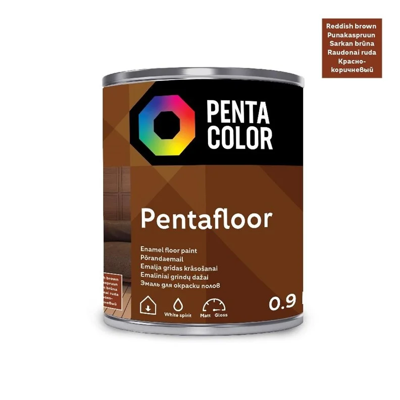 Grindų dažai Pentacolor Pentafloor. raudonai rudi. 0.9 l