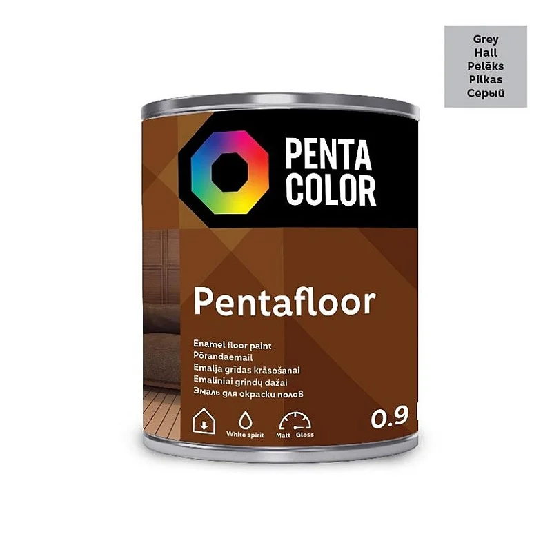 Grindų dažai Pentacolor Pentafloor. pilki. 0.9 l