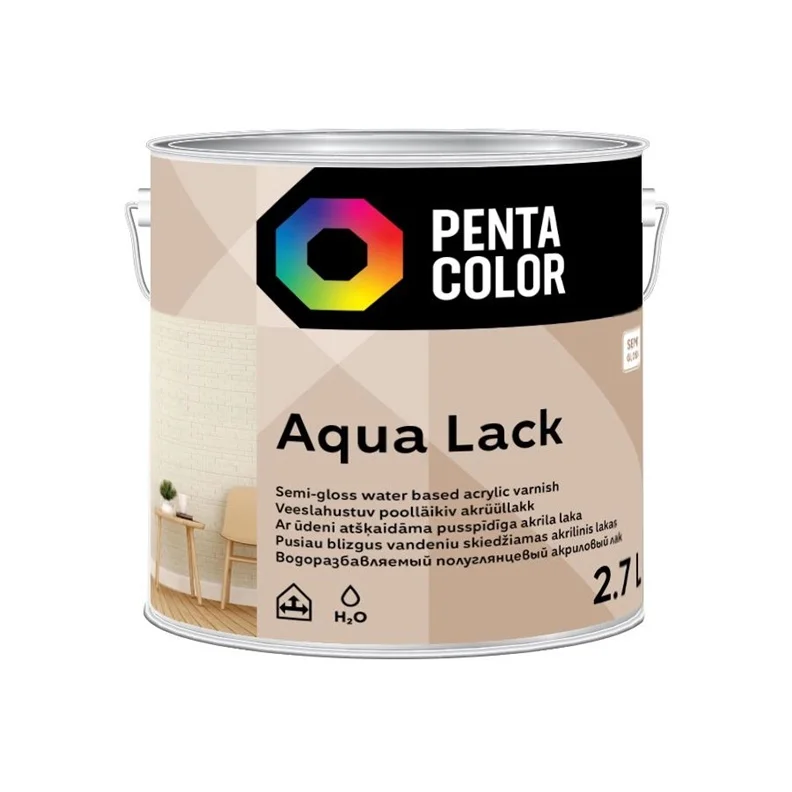 Akrilinis lakas Pentacolor Aqua Lack. pusiau blizgus. 2.7 l