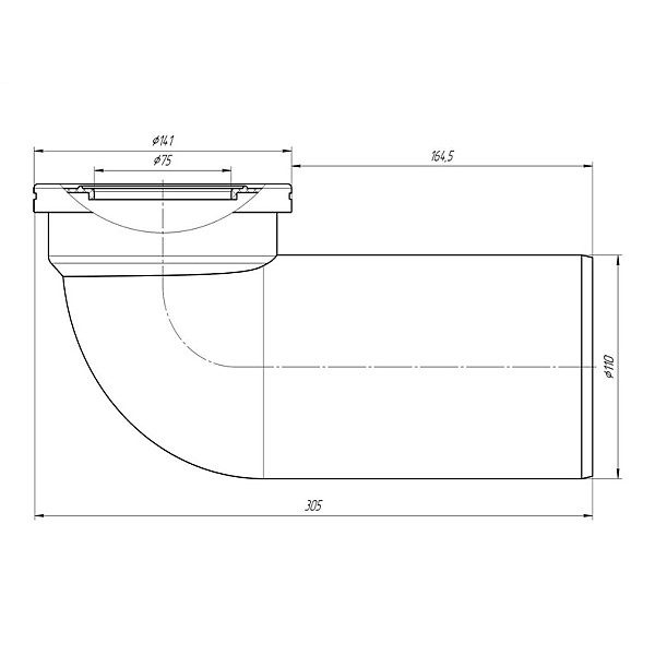 Unitazo alkūnė Ani Plast W9220. 90°. Ø 110/141 mm. balta