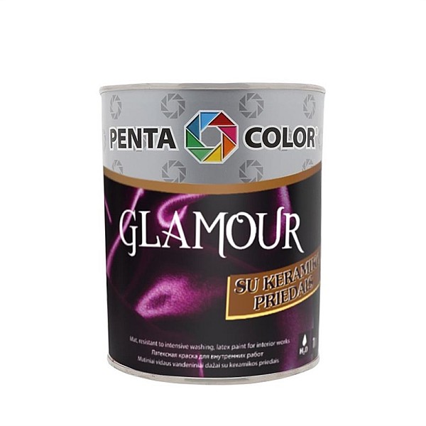 Dispersijas krāsa Pentacolor Glamour. balta. 1 l