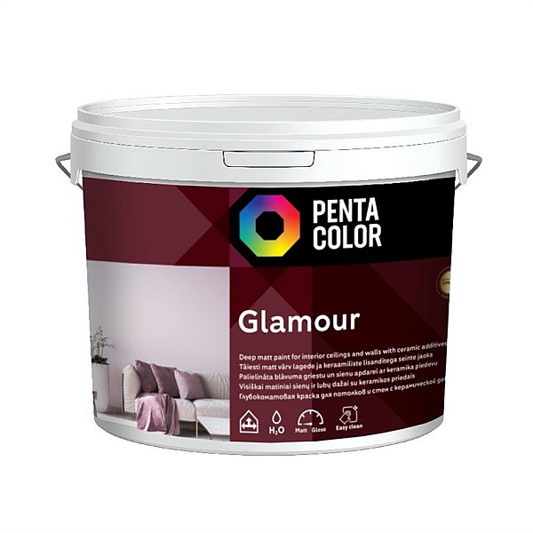 Dispersijas krāsa Pentacolor Glamour. balta. 3 l