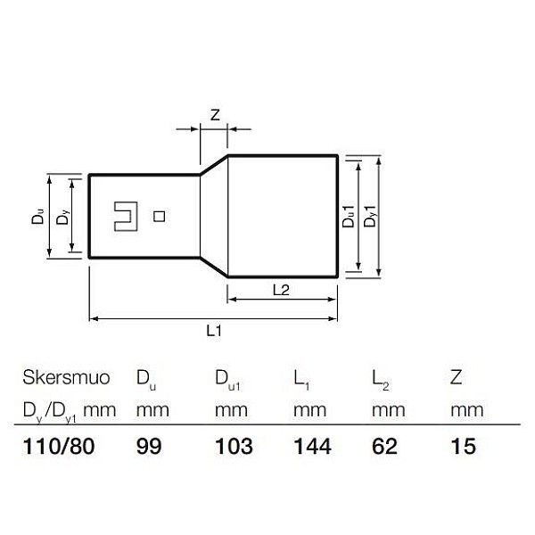 Drenāžas pāreja Wavin D80/113mm. PVC