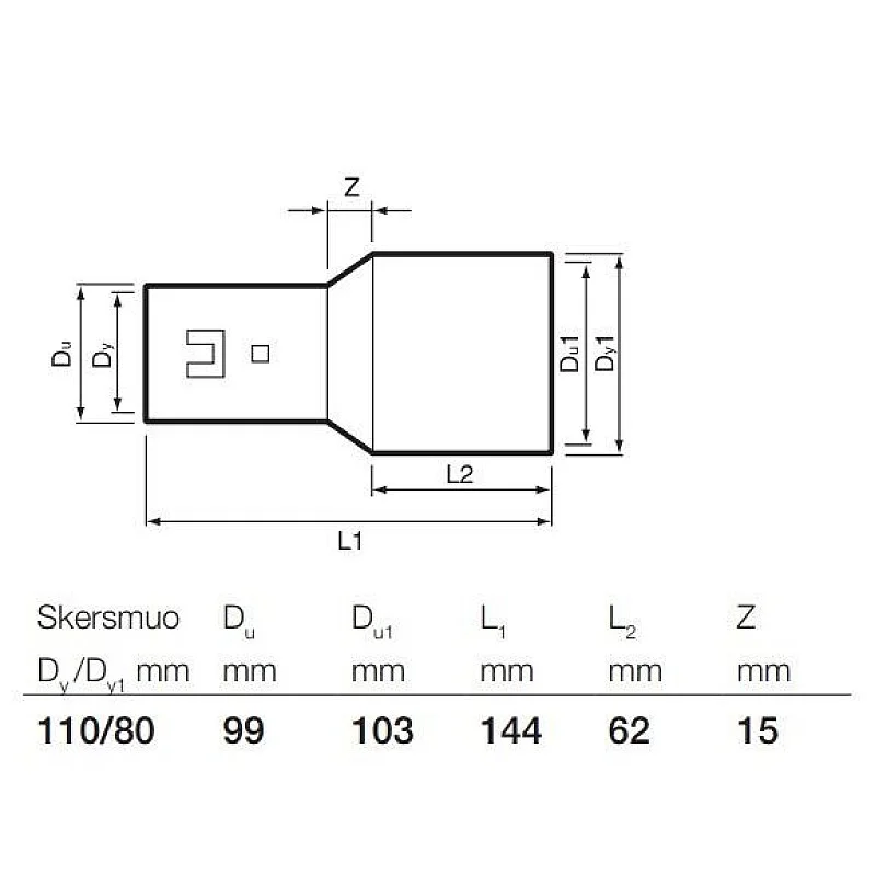 Drenāžas pāreja Wavin D80/113mm. PVC Drenāžas pāreja Wavin D80/113mm. PVC