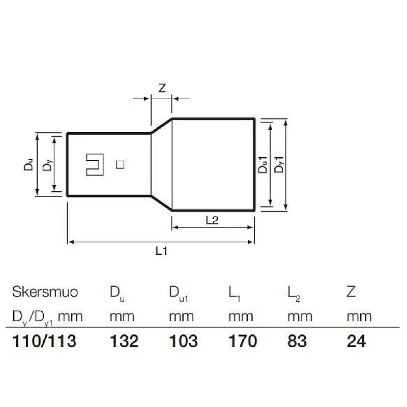 REDUCER DRAIN-SEWER PVC 113/110 REDUCER DRAIN-SEWER PVC 113/110