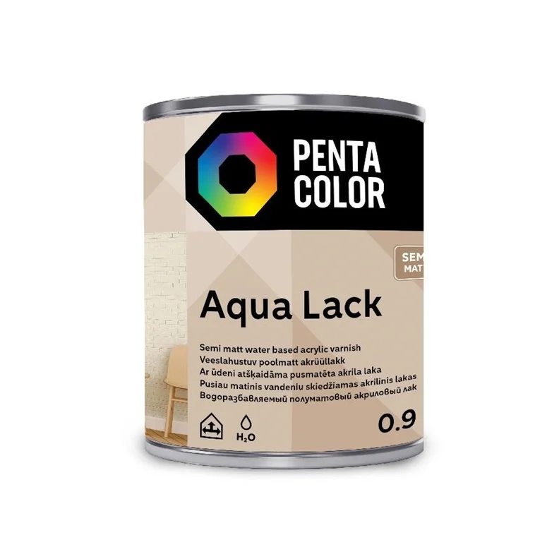 Akrilinis lakas Pentacolor Aqua Lack. pusiau matinis. 0.9 l