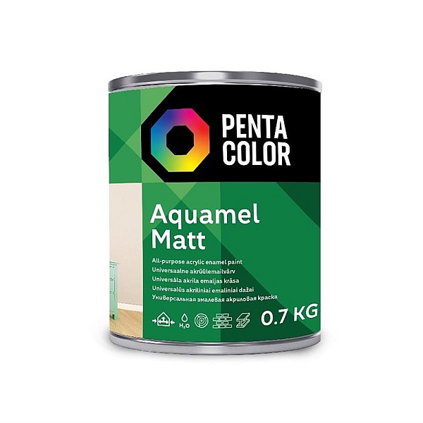 Emaljas krāsa Pentacolor Aquamel. balta. matēts. 0.7 kg.