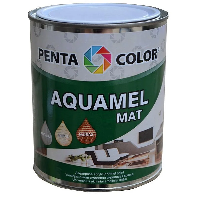 Emaliniai dažai Pentacolor Aquamel. balta. matinis. 0.7 kg.