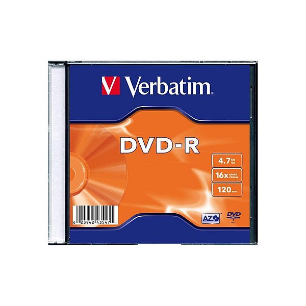 DISKS DVD-R 4.7 GB 16X PLĀNĀ KASTĪTĒ (VERBATIM)