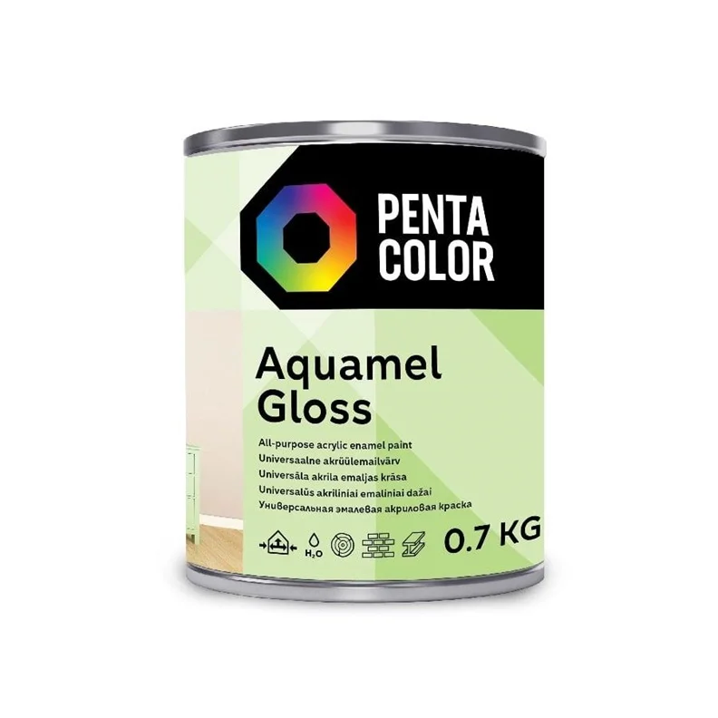 Emaliniai Dažai Pentacolor Aquamel. balti. blizgus. 0.7 kg.