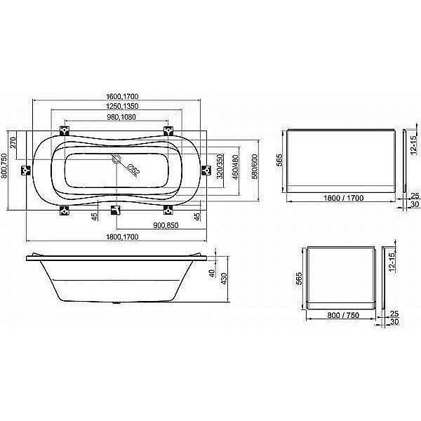 FRONT PANEL FOR BATHTUB DOMINO/VANDA 170