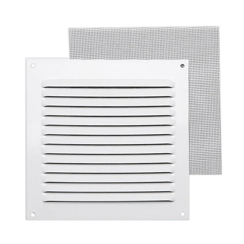 Ventiliacijos grotelės. 150 x 150 mm. su tinkleliu. baltos