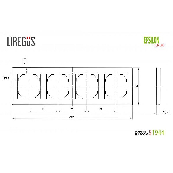 Keturvietis rėmelis LIREGUS EPSILON. baltos spalvos