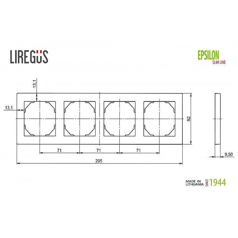 Keturvietis rėmelis LIREGUS EPSILON. metalo spalvos