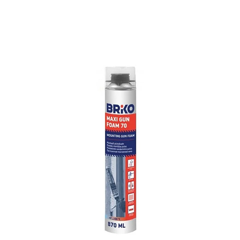 Vasarinės sandarinimo putos Briko Maxi Gun Foam. 870 ml Vasarinės sandarinimo putos Briko Maxi Gun Foam. 870 ml