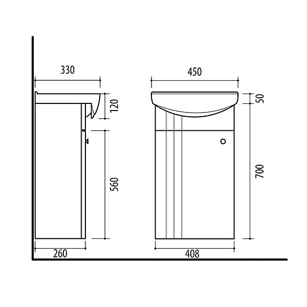 CABINET WITH WASHBASIN SA44 WHITE