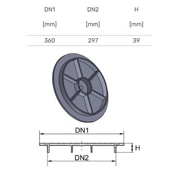 PLASTIC WELL COVER D300 CORRUGATED A15