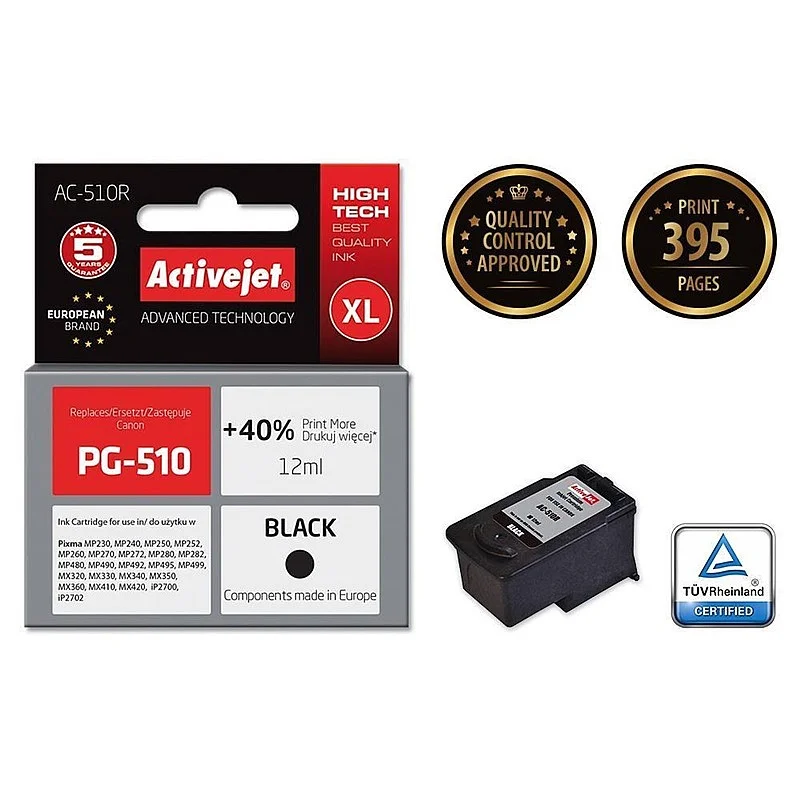 TINNTES KASETE „ACTIVEJET CANON“ AC-510R MELNA PG-510 (Ac... TINNTES KASETE „ACTIVEJET CANON“ AC-510R MELNA PG-510 (Ac...