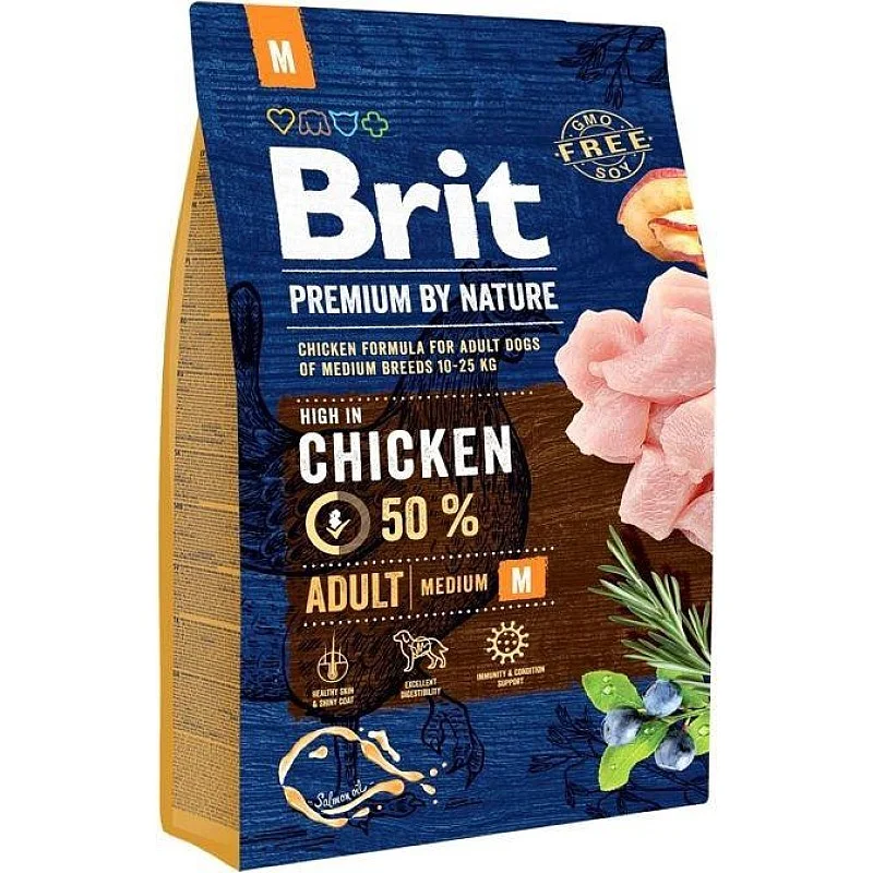 Sausas ėdalas šunims Brit Premium Adult M. su vištiena. 3 kg