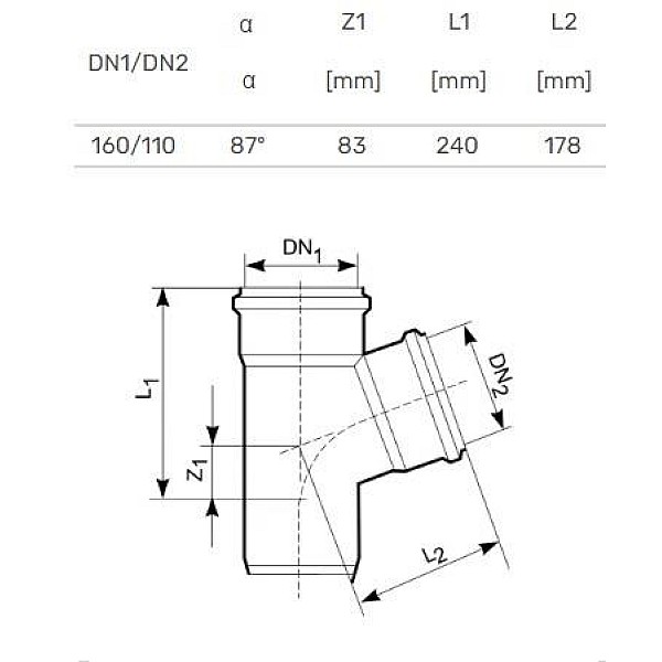 TEE EXTERNAL D160/110X87/90