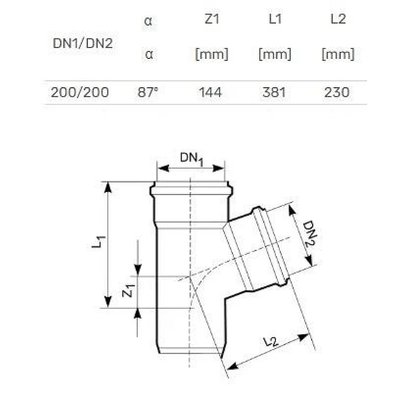 Trejgabals ārējais D200/200x87° PVC (Magnaplast)
